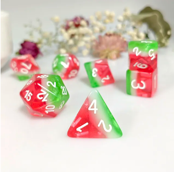 Watermelon  | 7-Dice Resin Dice Set DND Dice Layered Dice (Online Only)