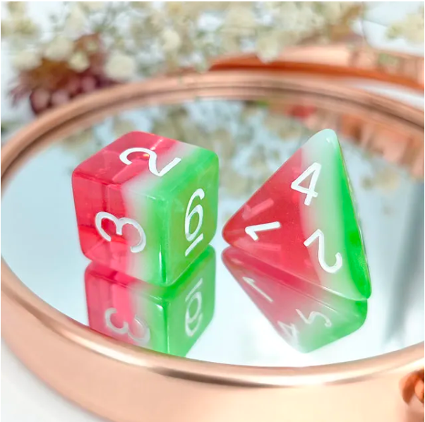 Watermelon  | 7-Dice Resin Dice Set DND Dice Layered Dice (Online Only)