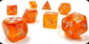 Borealis® Polyhedral Blood Orange/white Luminary™ 7-Die Set (with bonus die) (Online Only)