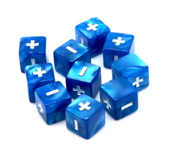 Pearl Blue Fudge Dice | 16mm Dice with White Plus / Minus and Blank Sides (Online Only)
