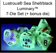 Lustrous® Polyhedral Sea Shell/black Luminary™ 7-Die Set (with bonus die) (Online Only)