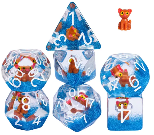The Enchanted Kitty Cat Dice Set | 7-Dice DND Feline Themed Dice (Online Only)