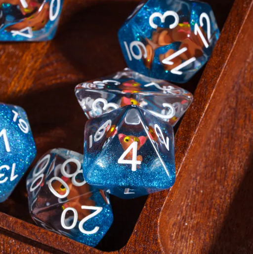The Enchanted Kitty Cat Dice Set | 7-Dice DND Feline Themed Dice (Online Only)