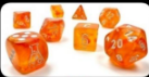 Borealis® Polyhedral Blood Orange/white Luminary™ 7-Die Set (with bonus die) (Online Only)