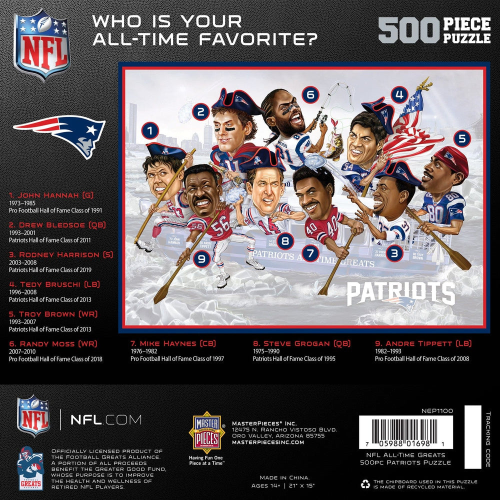 New England Patriots - All-Time Greats 500 Piece Jigsaw Puzzle