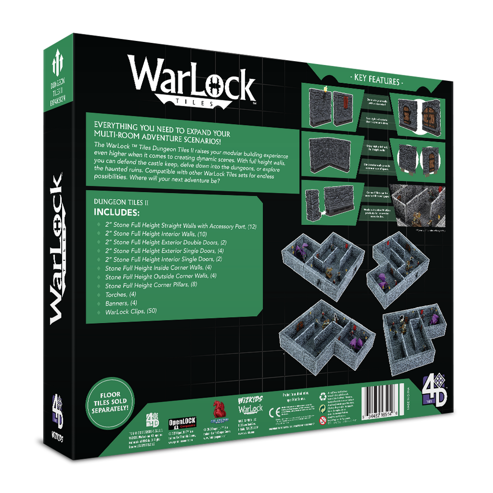 WarLock Tiles: Dungeon Tiles II - Full Height Stone Walls Expansion (ONLINE ORDER ONLY)