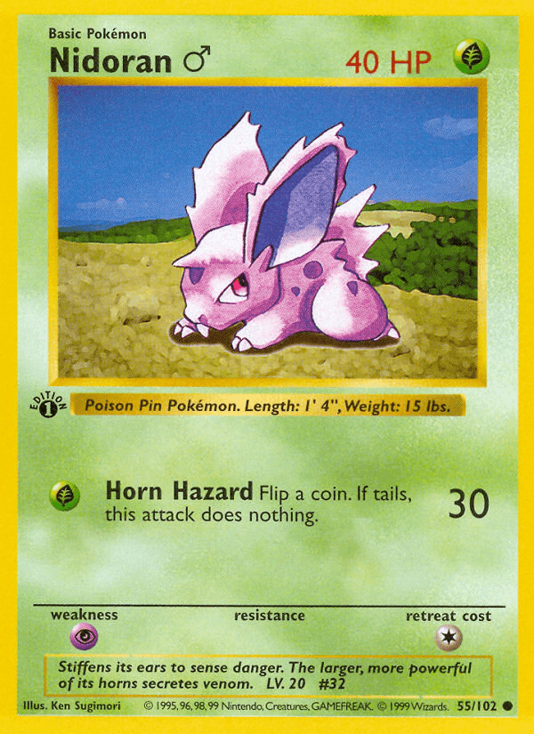 Nidoran (55/102) (Male) (Shadowless) [Base Set 1st Edition] (Online Only)