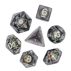 Compass Dice 7-Dice Set Clear w/ Moving Compass Inside Glitter Base Dnd (Online Only)