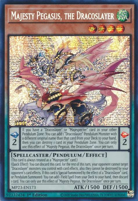 Majesty Pegasus, the Dracoslayer [MP23-EN173] Prismatic Secret Rare (ONLINE ORDER ONLY)