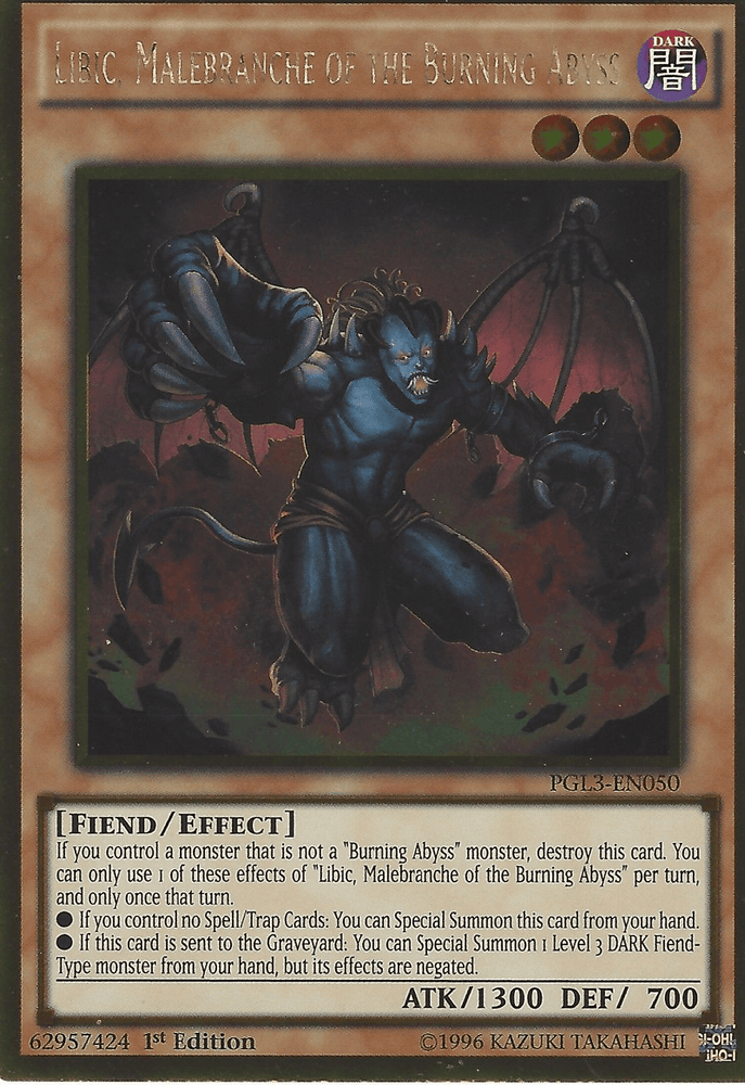Libic, Malebranche of the Burning Abyss [PGL3-EN050] Gold Rare (ONLINE ORDER ONLY)