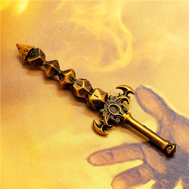 Dice Sword Gold 46mm x 9mm Trinket Novelty (Online Only)