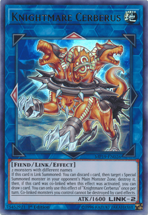Knightmare Cerberus [MP19-EN026] Ultra Rare (ONLINE ORDER ONLY)