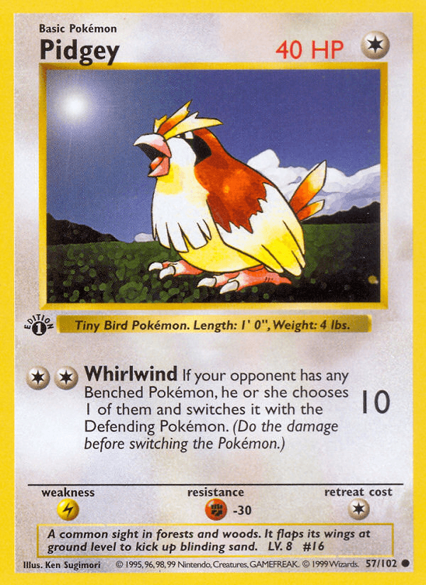 Pidgey (57/102) (Shadowless) [Base Set 1st Edition] (Online Only)