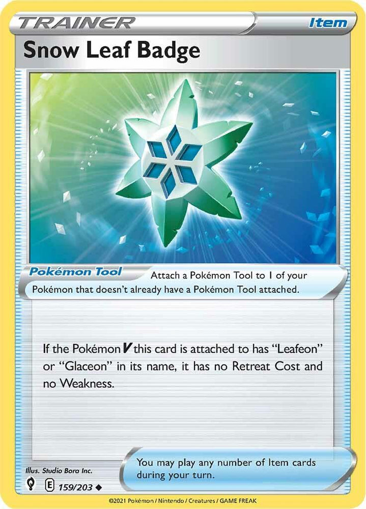 Snow Leaf Badge (159/203) [Sword & Shield: Evolving Skies] (Online Only)