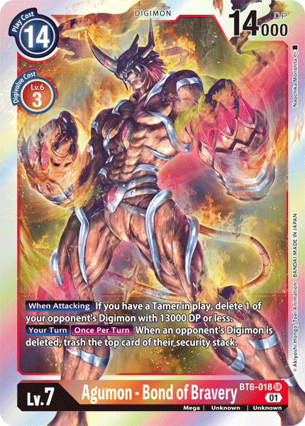 Agumon - Bond of Bravery [BT6-018] [Double Diamond] (ONLINE ORDER ONLY)