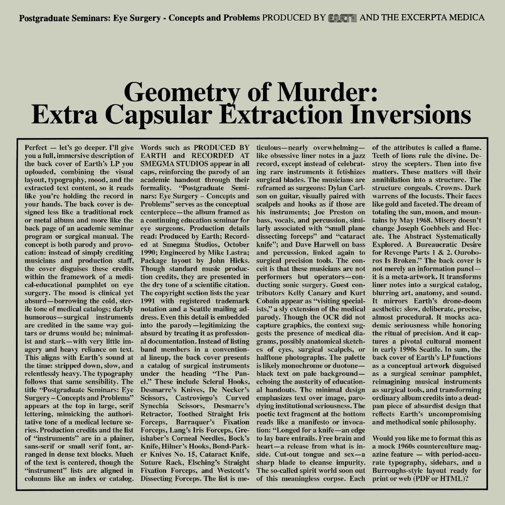 Geometry Of Murder: Extra Capsular Extraction Inversions (Crystal Clear Vinyl) [Vinyl]