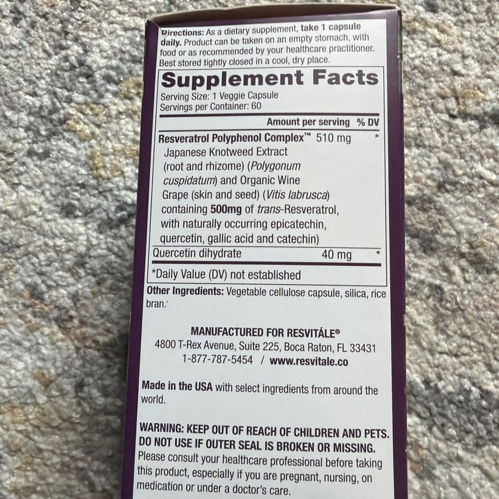 ResVitále Resveratrol 500 mg - Resveratrol Supplement for Men & Women - 60 Caps (ONLINE ORDER ONLY)