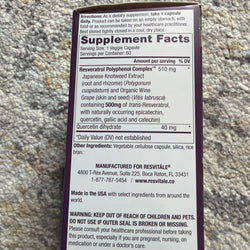 ResVitále Resveratrol 500 mg - Resveratrol Supplement for Men & Women - 60 Caps (ONLINE ORDER ONLY)