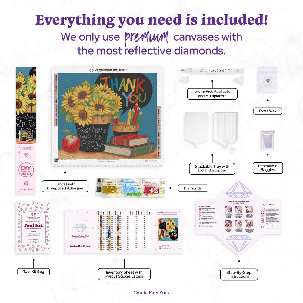 Diamond Art Club – Teachers Help Us Grow Diamond Painting (Round Drill, 25" x 22") (ONLINE ORDER ONLY)
