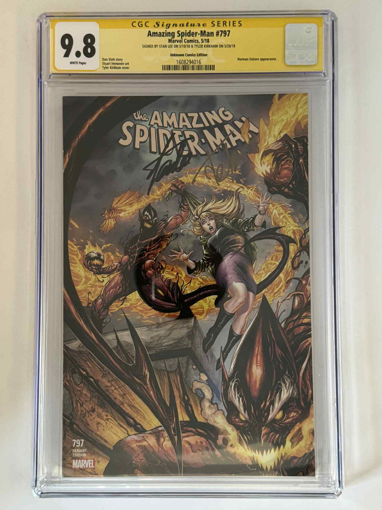 [Double Signed by Tyler Kirkham | Stan Lee] Amazing Spider-Man #797 CGC 9.8 Yellow Label Exclusive Var (ONLINE ORDER ONLY)