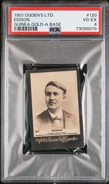 Graded 1901 Ogden's LTD. Guinea Gold-A Base Edison #120 Baseball Tobacco Card PSA 4 VG-EX (ONLINE ORDER ONLY)