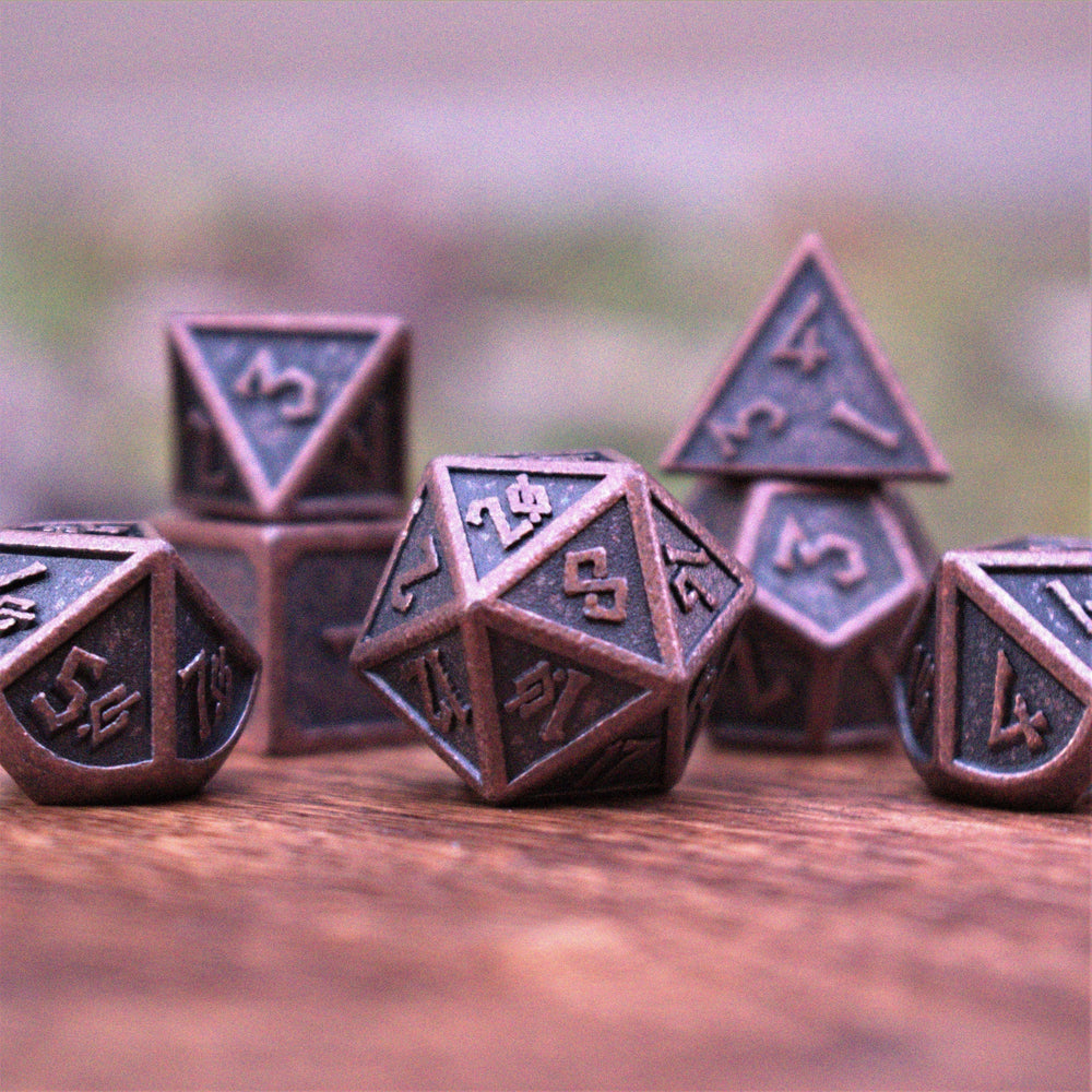 Elder Runes Battle-Worn Bronze Metal Dice Set (ONLINE ORDER ONLY)