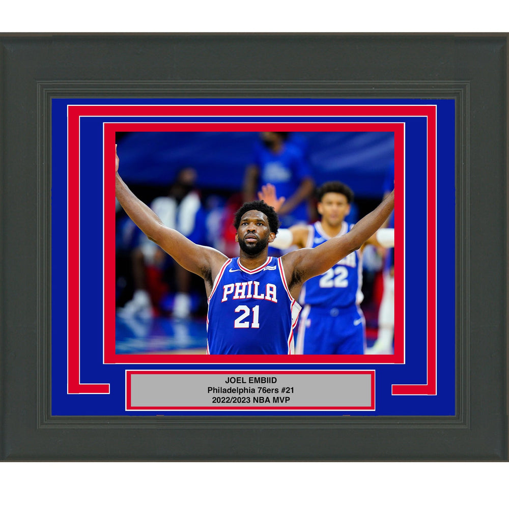 Framed Joel Embiid 2022/2023 NBA MVP Philadelphia 76ers 10x8 Basketball Photo (ONLINE ORDER ONLY)
