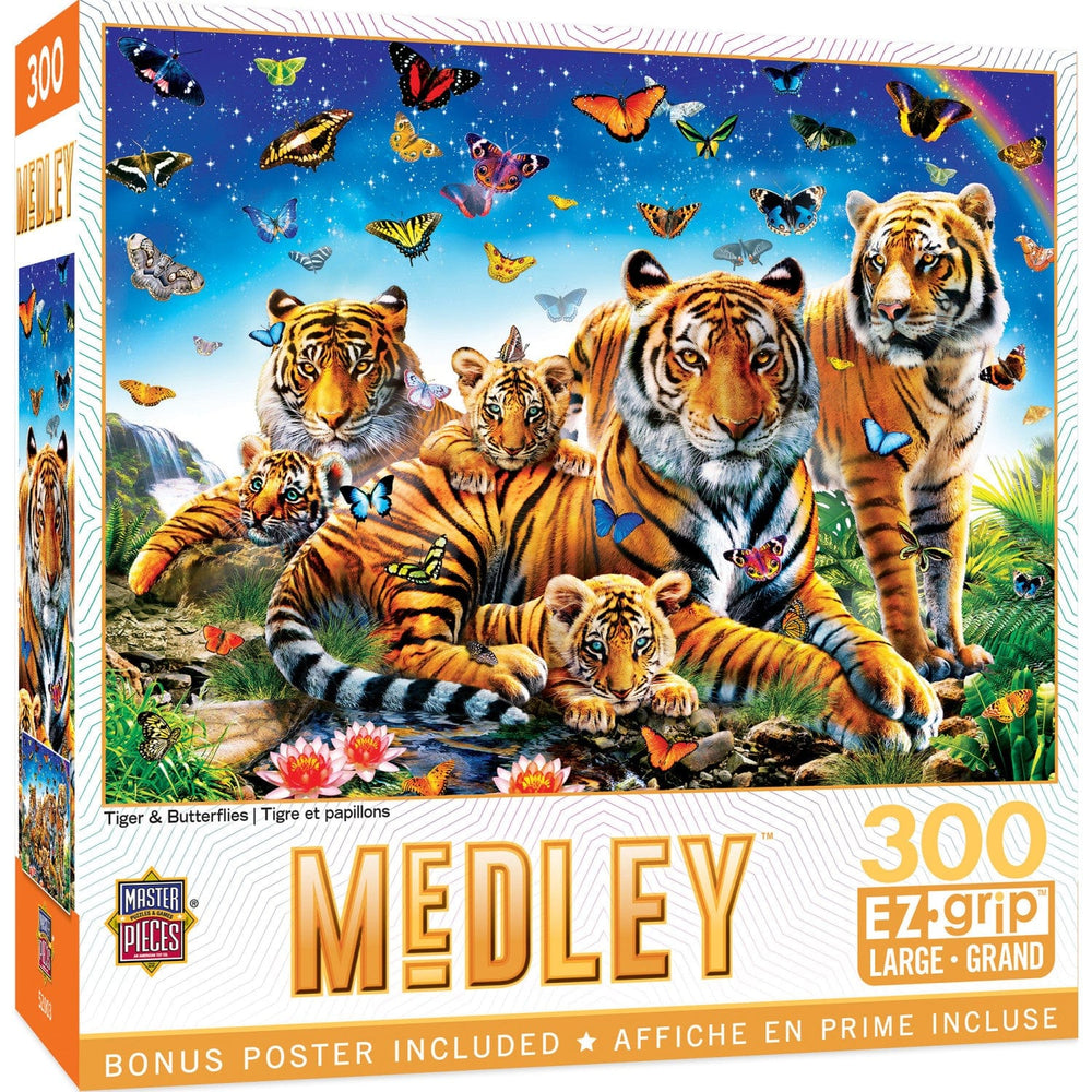 Medley - Tiger & Butterflies 300 Piece EZ Grip Jigsaw Puzzle (ONLINE ORDER ONLY)