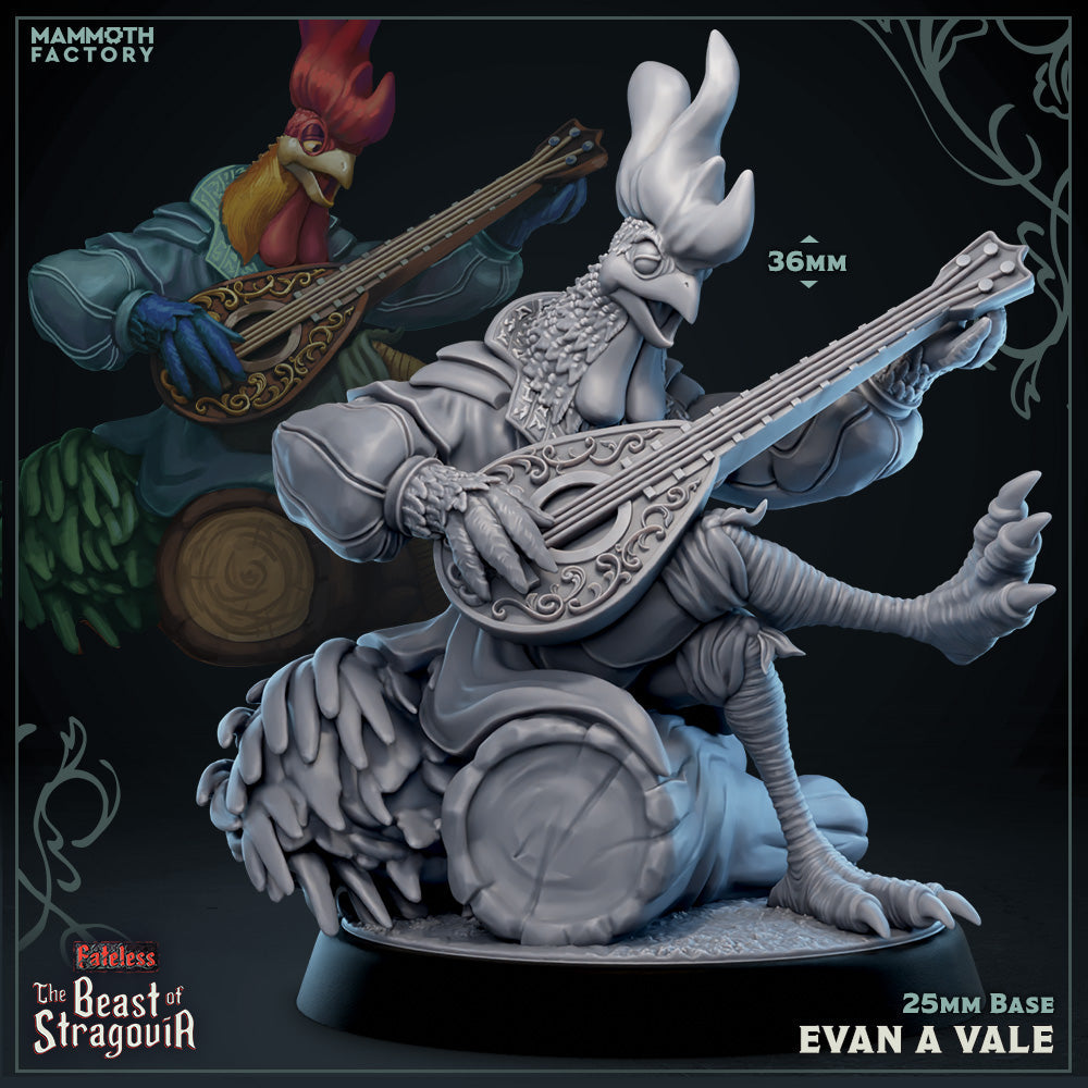 Evan A Vale (Male Aarakocra Rooster Bard) (Online Order Only)