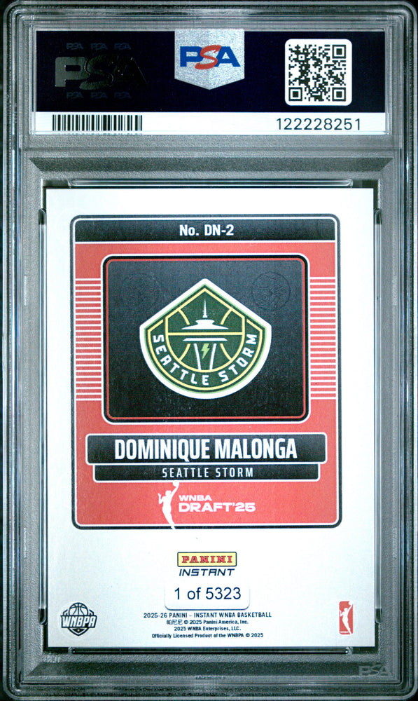 Graded 2025 Panini Instant Dominque Malonga #DN2 Draft Night Rookie RC Basketball Card PSA 9 Mint (ONLINE ORDER ONLY)
