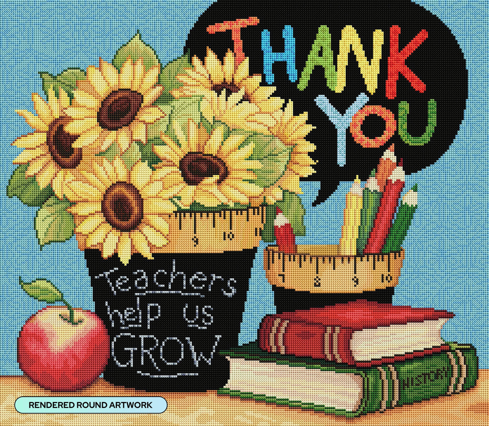 Diamond Art Club – Teachers Help Us Grow Diamond Painting (Round Drill, 25" x 22") (ONLINE ORDER ONLY)