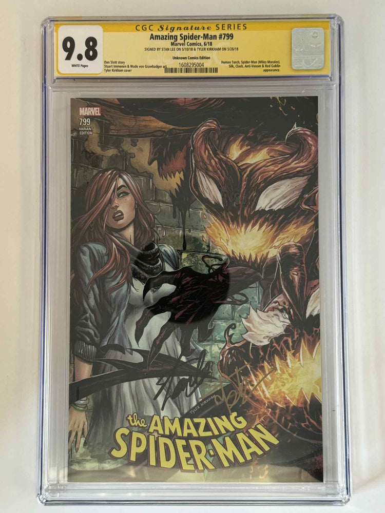 [Double Signed by Tyler Kirkham | Stan Lee] Amazing Spider-Man #799 CGC 9.8 Yellow Label Exclusive Var (ONLINE ORDER ONLY)