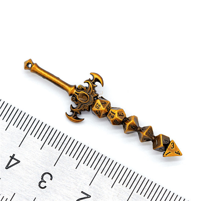 Dice Sword Gold 46mm x 9mm Trinket Novelty (Online Only)