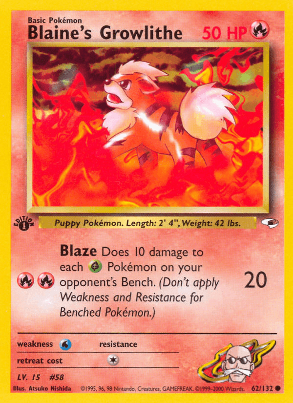Blaine's Growlithe (62/132) [Gym Heroes 1st Edition] (Online Only)