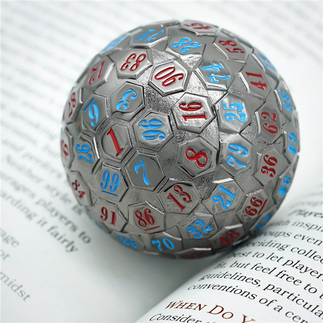 Black* Metal d100 w/ Red and Blue Numbers Dungeons and Dragons RPG (Online Only)