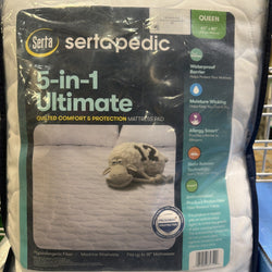 Sertapedic 5-In-1 Ultimate Quilted Comfort & Protection Mattress Pad, Queen (ONLINE ORDER ONLY)