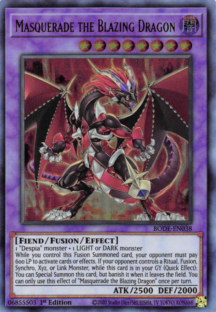 Masquerade the Blazing Dragon [BODE-EN038] Ultra Rare (ONLINE ORDER ONLY)