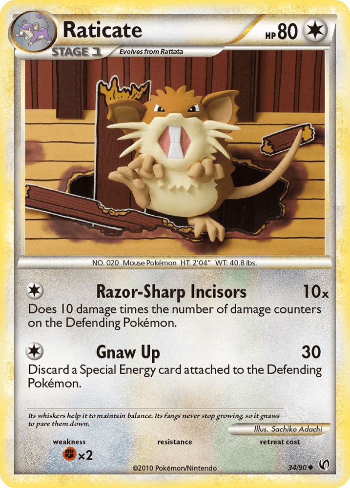 Raticate (34/90) [HeartGold & SoulSilver: Undaunted] (Online Only)