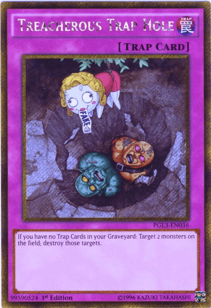 Treacherous Trap Hole [PGL3-EN036] Gold Secret Rare (ONLINE ORDER ONLY)