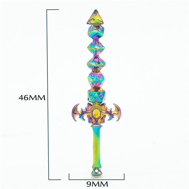 Dice Sword Rainbow 46mm x 9mm Trinket Novelty (Online Only)