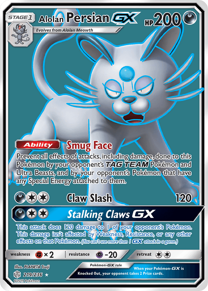 Alolan Persian GX (219/236) [Sun & Moon: Cosmic Eclipse] (Online Only)