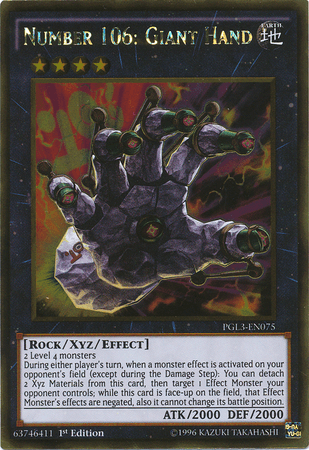 Number 106: Giant Hand [PGL3-EN075] Gold Rare (ONLINE ORDER ONLY)