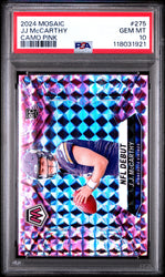 Graded 2024 Panini Mosaic JJ McCarthy #275 Camo Pink Rookie RC Football Card PSA 10 Gem Mint