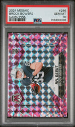 Graded 2024 Panini Mosaic Brock Bowers #286 Camo Pink Rookie RC Football Card PSA 10 Gem Mint
