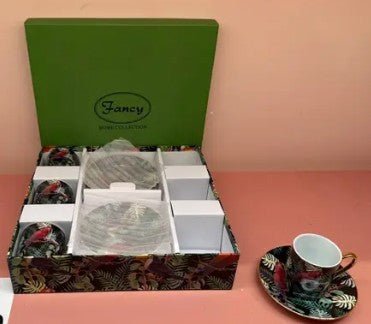 FANCY HOME COLLECTION DESSERT COFFEE  SET 6 CUPS AND PLATES (Online Order Only)