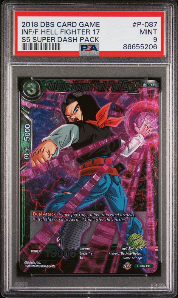 2018 DRAGON BALL SUPER SUPER DASH INF/F HELL FIGHTER 17 #P-087 - PSA 9 (Online Order Only)
