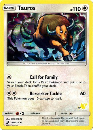 Tauros (164/236) (Pikachu Stamp #37) [Battle Academy 2020] (Online Only)
