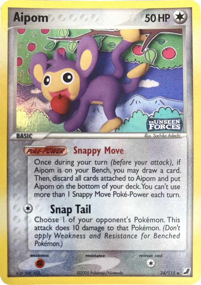 Aipom (34/115) (Stamped) [EX: Unseen Forces] (Online Only)