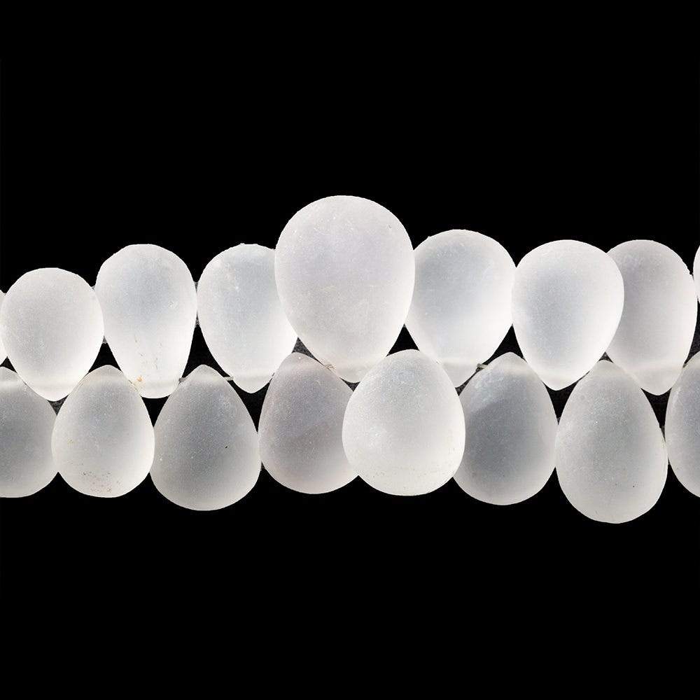 8x6-16x11mm Frosted Crystal Quartz Plain Pear Beads 8 inch 55 pieces (ONLINE ORDER ONLY)