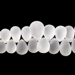 8x6-16x11mm Frosted Crystal Quartz Plain Pear Beads 8 inch 55 pieces (ONLINE ORDER ONLY)
